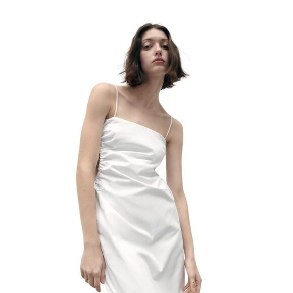 ZARA CUT OUT GABARDINE MIDI DRESS WHITE SIZE S 4661/343 - Picture 2 of 3